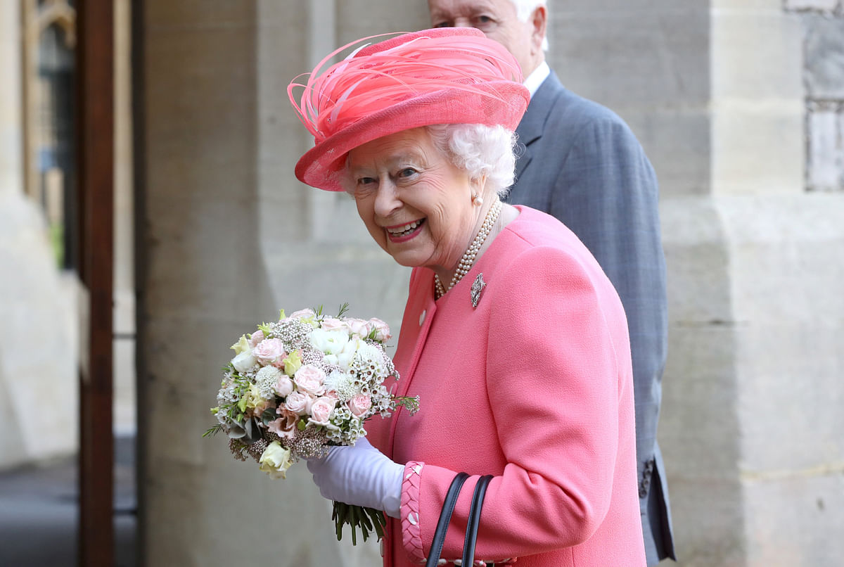 Queen Elizabeth II smiles after she started the London Marathon, from Winsdor Castle, which was relayed to big screens at Blackheath, setting off 40,000 runners on the 26.2 miles to The Mall, in Windsor, Britain on 22 April 2018. Reuters