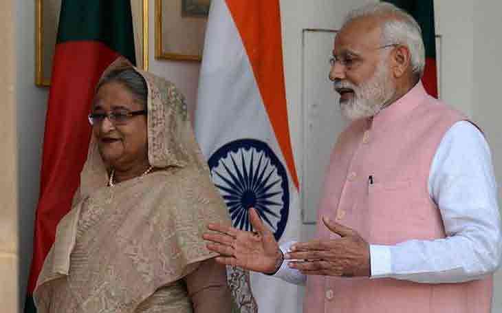 Sheikh Hasina and Narendra Modi. Photo:  The Hindu Business Line