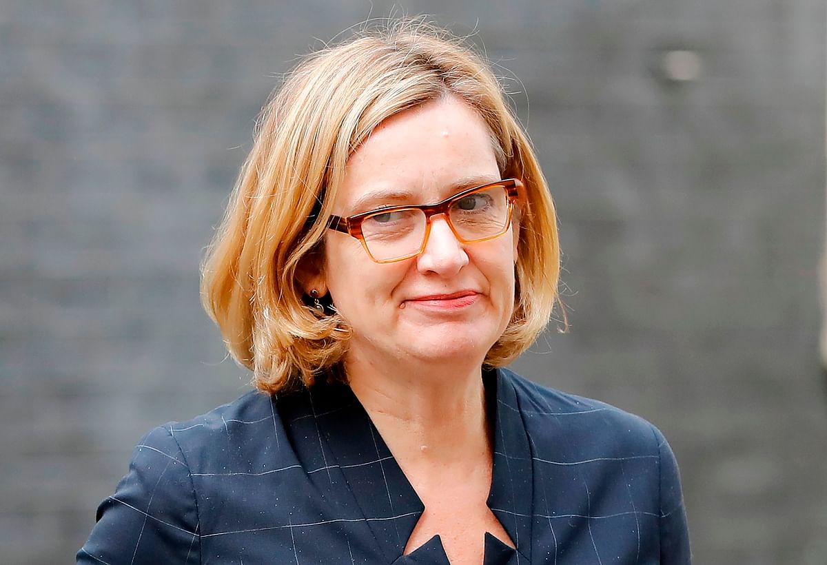 Britain’s Home Secretary Amber Rudd arriving at 10 Downing Street in central London on 25 April 2018. AFP file photo