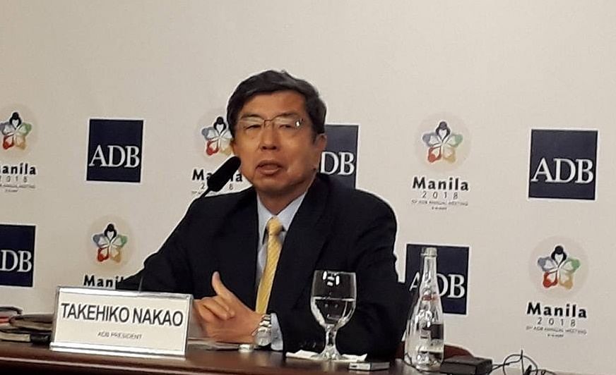 Asian Development Bank (ADB) president Takehiko Nakao briefs journalists at the 51st annual general meeting in Manila, Philippines on Thursday. Photo: UNB