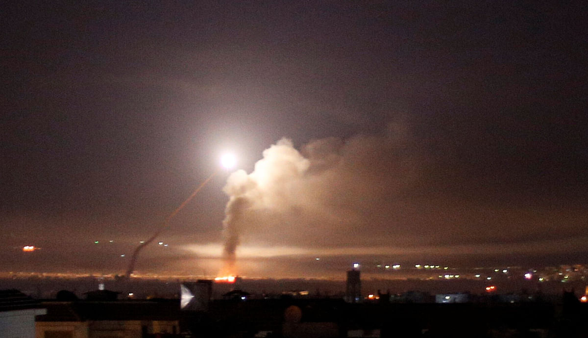 Missile fire is seen from Damascus, Syria on 10 May 2018. Photo: Reuters