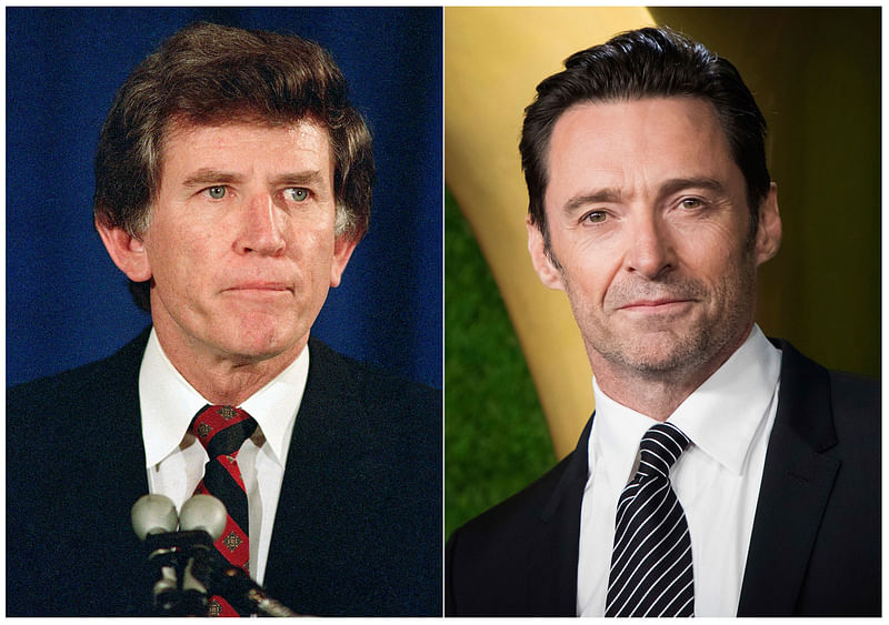 Democratic presidential candidate Gary Hart and actor Hugh Jackman . Photo: AP