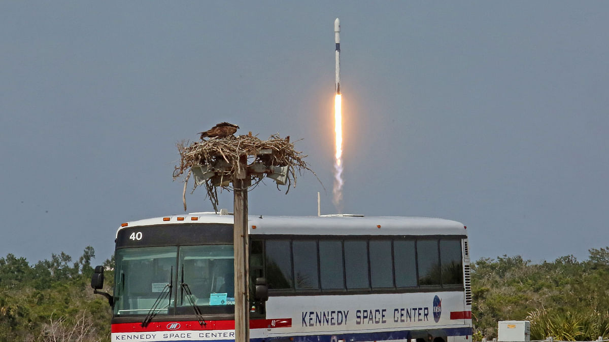 An upgraded version of the SpaceX Falcon 9 Block 5 rocket lifts off on 11 May 2018 from launch pad 39A at the Kennedy Space Centre carrying Bangladesh`s first communications satellite. Photo: AP