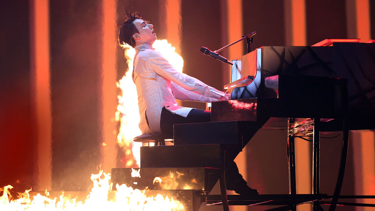 Melovin from Ukraine performs the song `Under The Ladder` in Lisbon, Portugal on 10 May during the second semifinal of the Eurovision Song Contest. Photo: AP