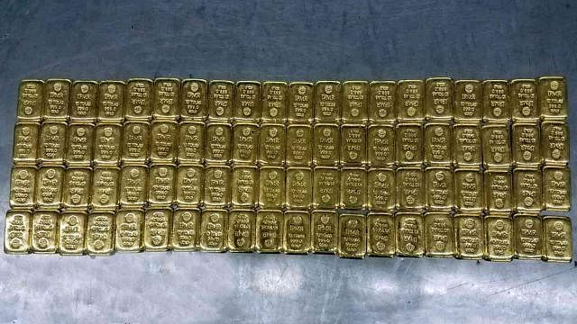 Gold bars recovered from Hazrat Shahjalal International Airport on Thursday. Photo: Customs house