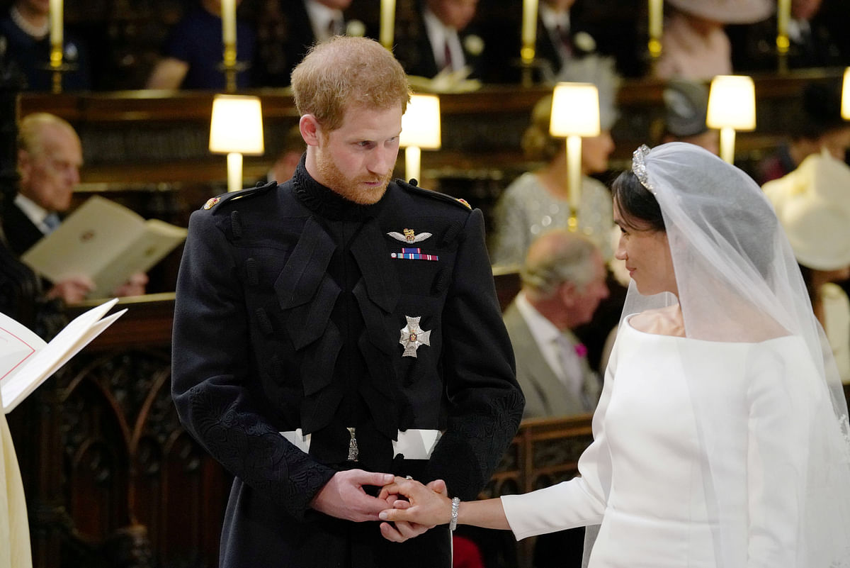 Prince Harry and Meghan Markle during their wedding service at St George`s Chapel, Windsor Castle in Windsor, Britain, 19 May, 2018. Photo: Reuters