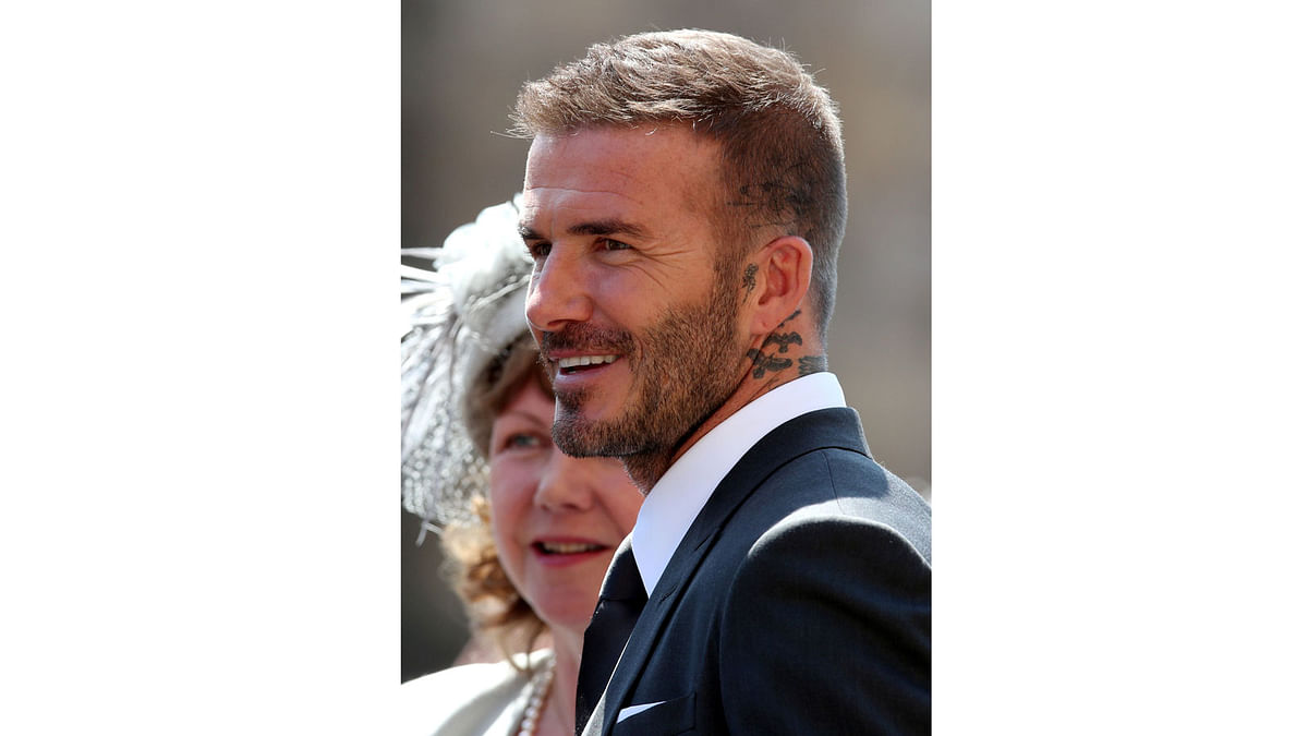 David Beckham leaves St George`s Chapel at Windsor Castle after the wedding of Meghan Markle and Prince Harry. 19 May, 2018. Photo: Reuters