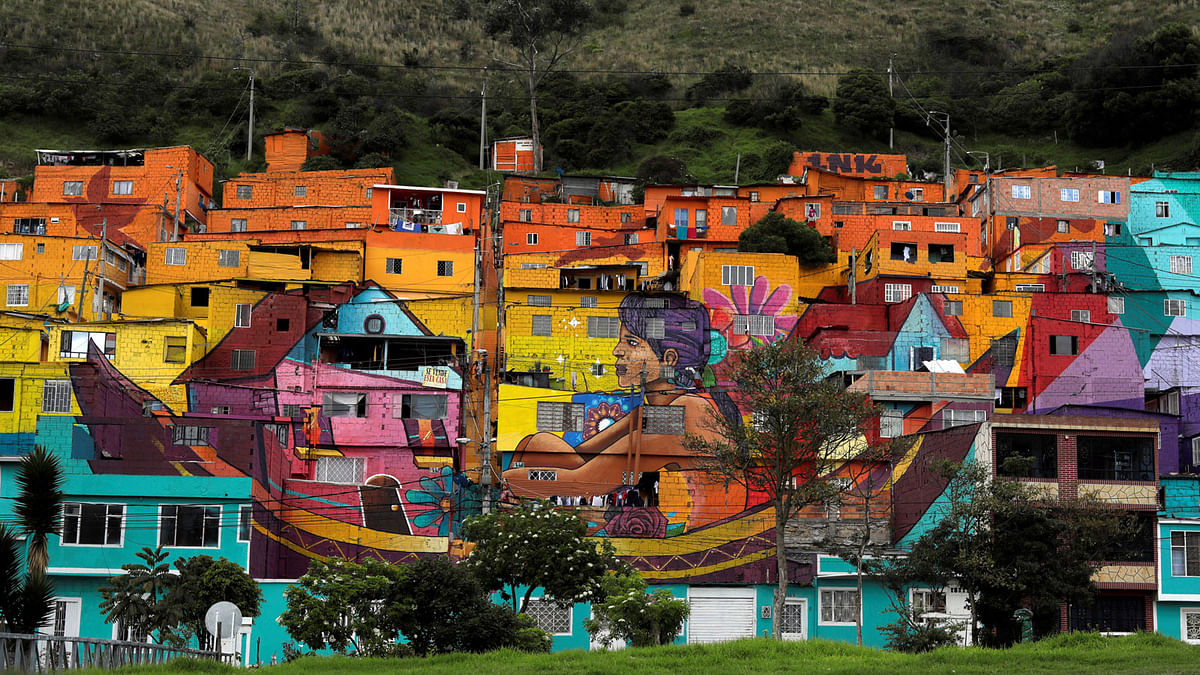 A general view shows houses on the side of a hill in Los Puentes neighbourhood in Bogota, Colombia on 19 May. Photo: Reuters