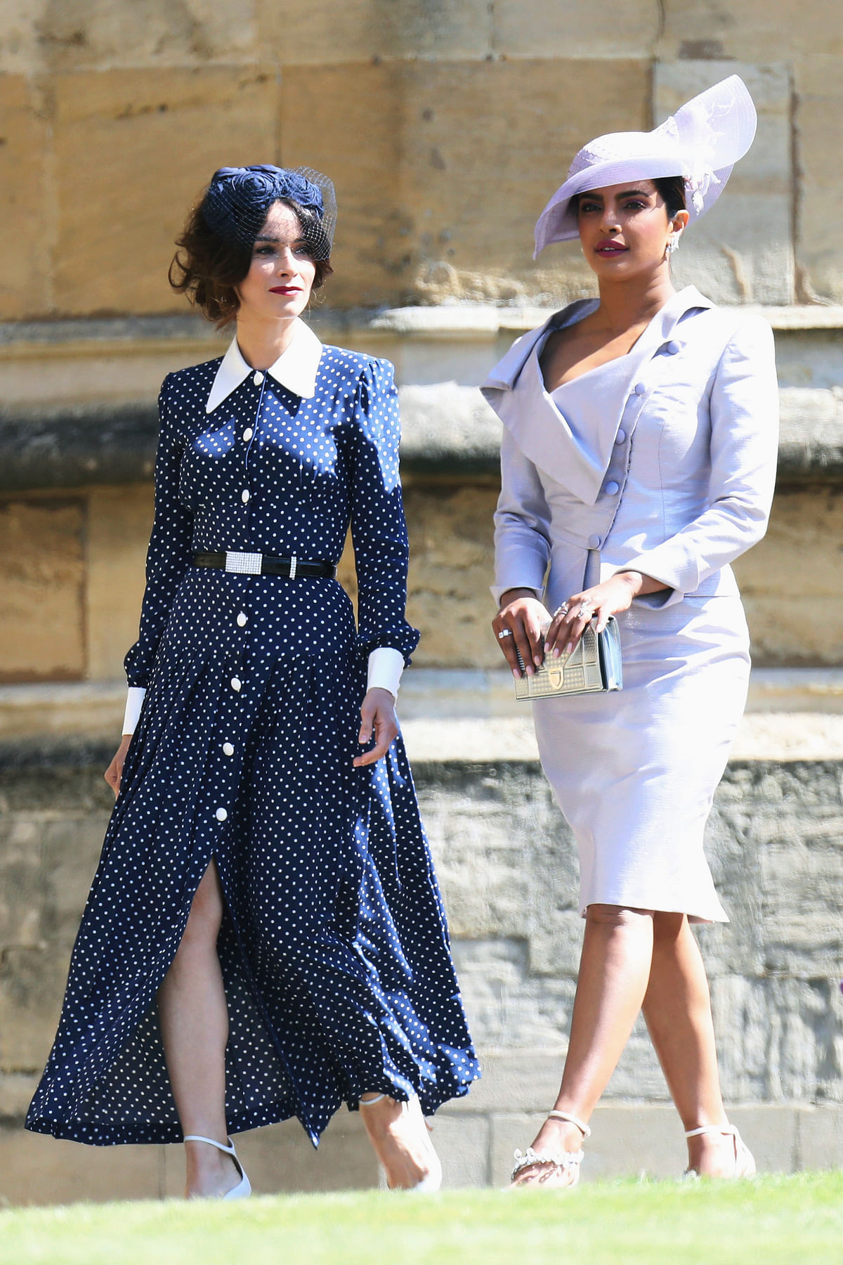 Abigail Spencer and Priyanka Chopra arrive for the wedding ceremony of Prince Harry and Meghan Markle at St George’s Chapel in Windsor Castle in Windsor, near London, England on 19 May. Photo: AP