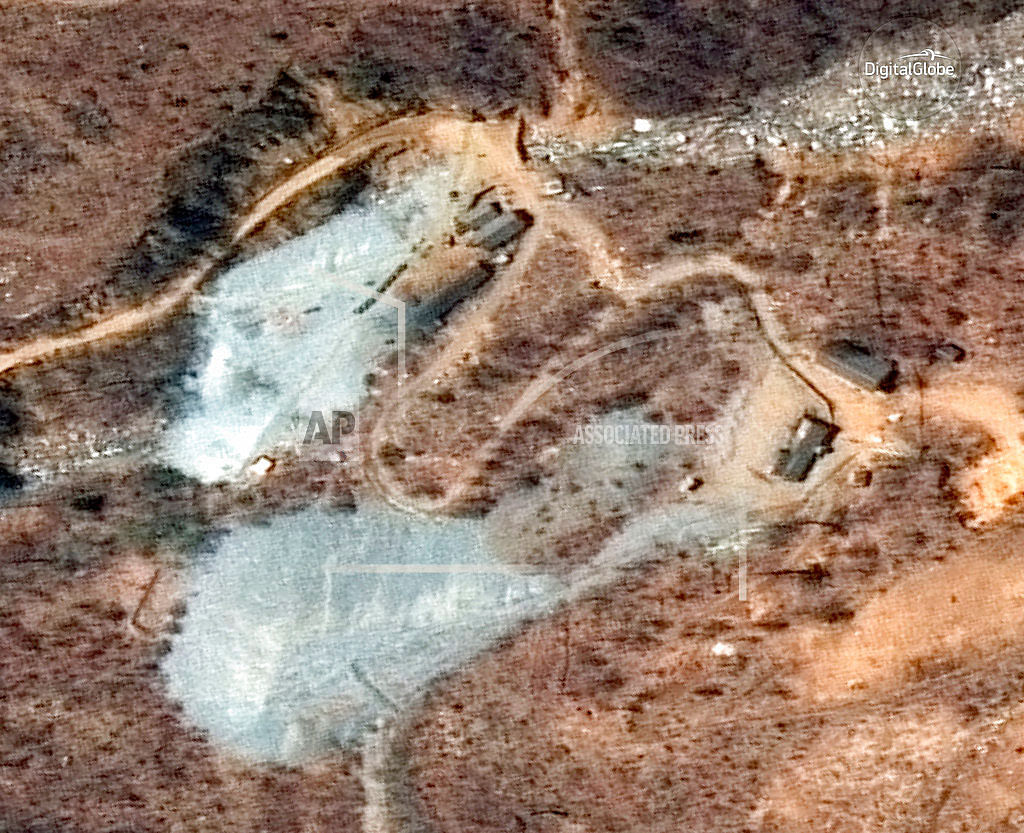 This April 20, 2018, satellite image provided by DigitalGlobe shows the nuclear test site in Punggye-ri, North Korea. Foreign journalists will journey into the mountains of North Korea this week to observe the closing of the country’s nuclear test site, a display of goodwill ahead of leader Kim Jong Un’s planned summit with President Donald Trump. AP
