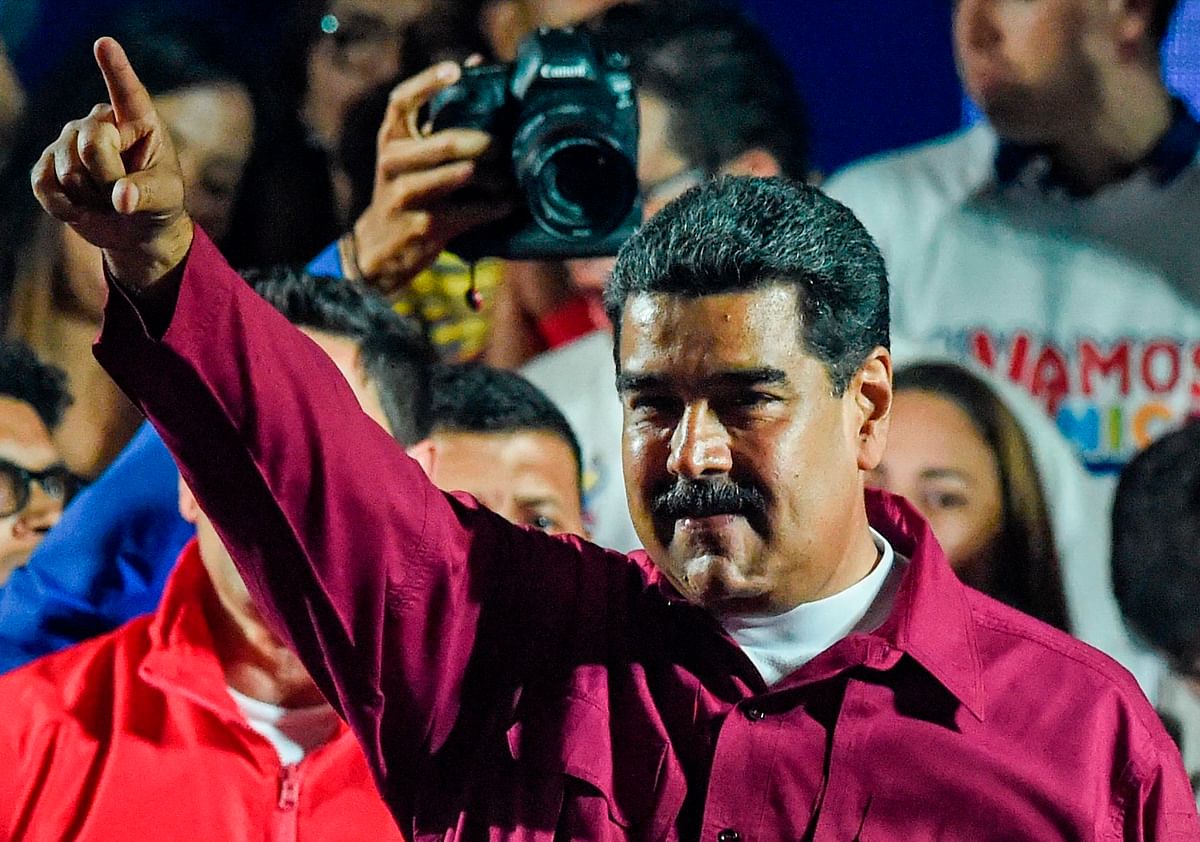Venezuelan President Nicolas Maduro gestures after the National Electoral Council (CNE) announced the results of the voting on election day in Venezuela, on 20 May. Photo: AFP