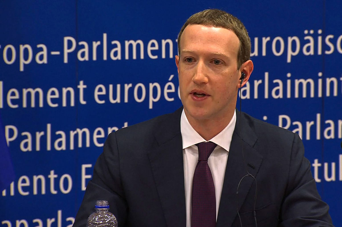 This video grab taken from the European Commission channel EBS, shows Facebook CEO Mark Zuckerberg during his audition at the European Parliament on the data privacy scandal on 22 May 2018 at the European Union headquarters in Brussels. Photo: AFP