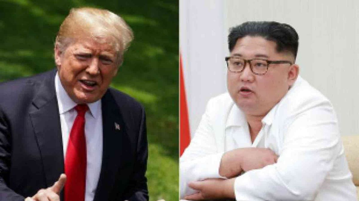 This combination of pictures created on 24 May 2018 shows US president Donald Trump speaking to the media as he makes his way to board Marine One at the White House on 23 May 2018 in Washington, DC, and an undated picture released from North Korea`s official Korean Central News Agency (KCNA) on 18 May 2018 of North Korean leader Kim Jong-Un speaking while attending the first Enlarged Meeting of the 7th Central Military Commission of the Workers` Party of Korea (WPK) in Pyongyang. Photo: AFP