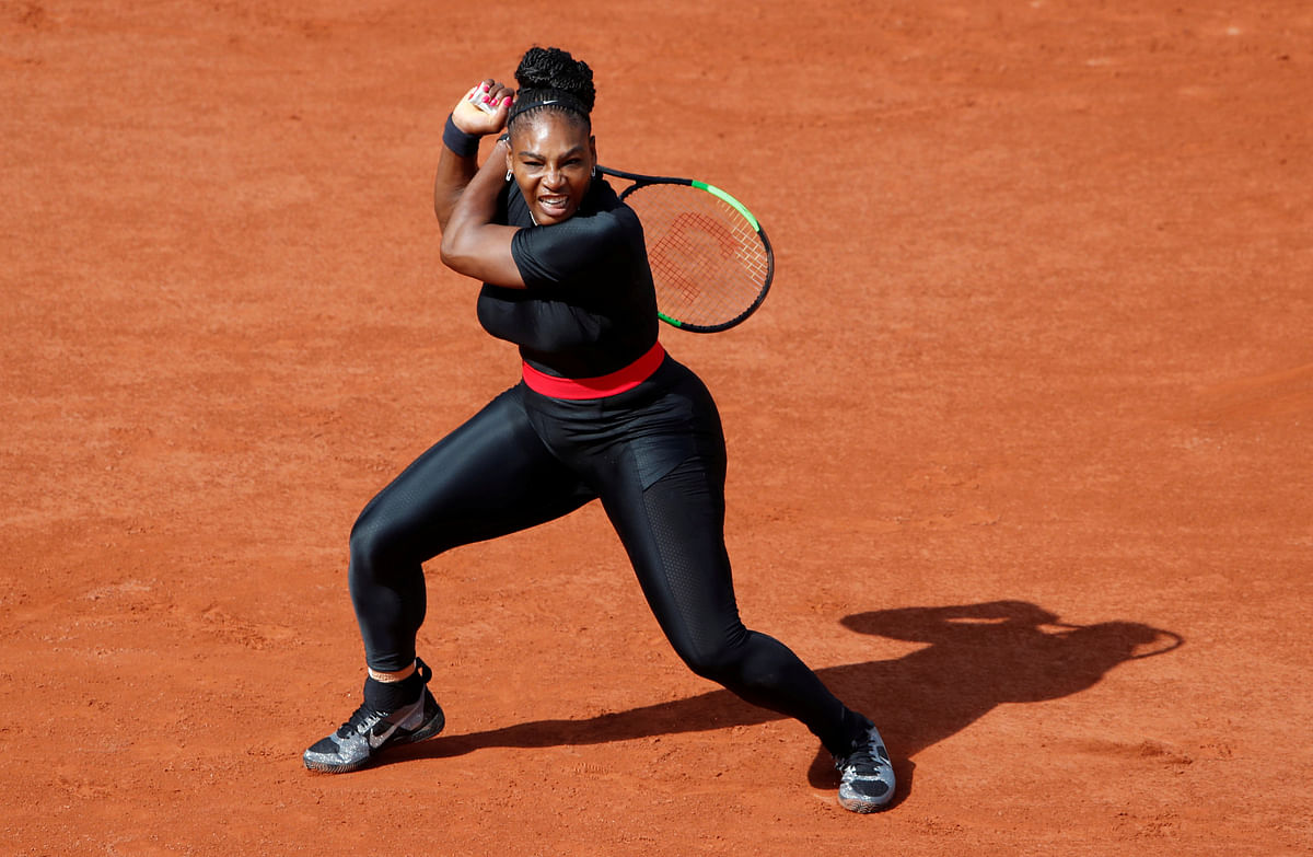 Serena Williams of the U.S in action during her first round match against Czech Republic`s Kristyna Pliskova. Photo: Reuters