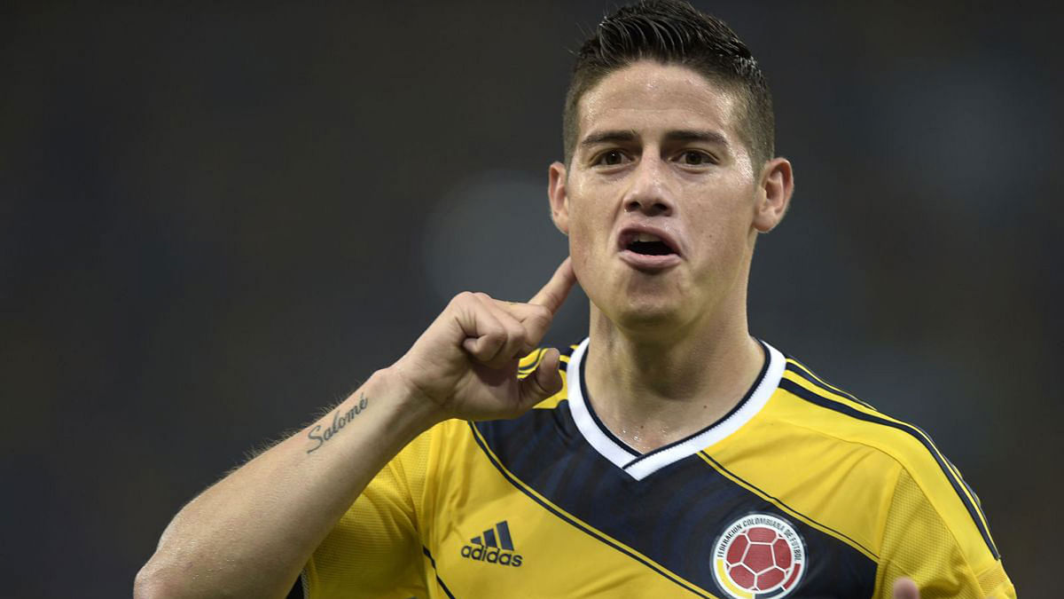 James Rodriguez scored the goal of the tournament in 2014, a stunning turn and volley from long-range in Colombia`s second round win over Uruguay. AFP