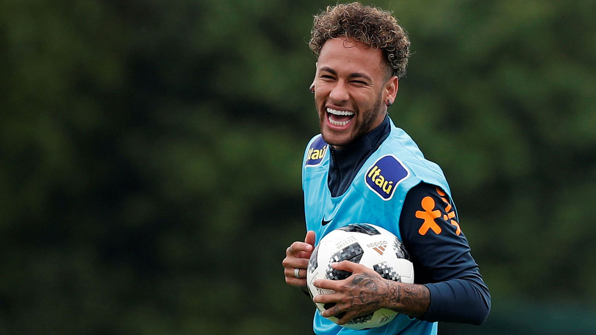 Brazil’s Neymar during training Actionat Tottenham Hotspur Training Ground, London, on 30 May 2018. Photo: Reuters