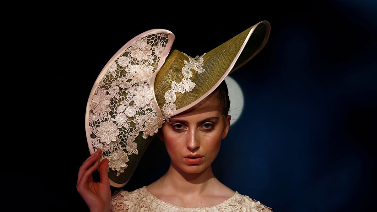 A model presents a headpiece creation by designer Adalia during the Malta Fashion Awards, the climax of Malta Fashion Week, in Valletta, Malta on 2 June. Photo: Reuters