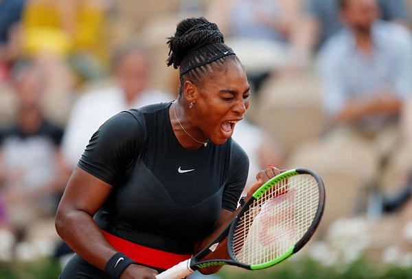 Roland Garros, Paris, France - 2 June 2018 Serena Williams of the US reacts during her third round match against Germany`s Julia Goerges. Photo: Reuters