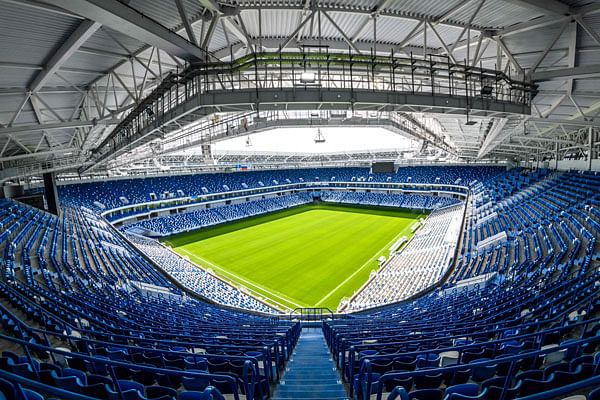 A picture taken on 22 May, 2018 shows the 35,000-seater Kaliningrad Stadium in Kaliningrad which will host four group games of the 2018 FIFA World Cup football tournament. Photo: AFP