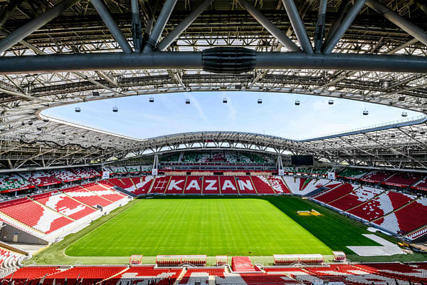 A picture taken on 16 May, 2018 shows the 45,000-seater stadium Kazan Arena in Kazan which will host four group games, a Round of 16 match and a quarter-final of the 2018 FIFA World Cup football tournament. Photo: AFP