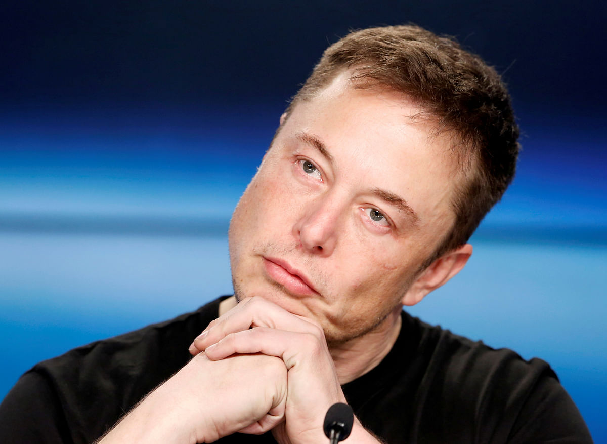 Tesla chief Elon Musk listens at a press conference following the first launch of a SpaceX Falcon Heavy rocket at the Kennedy Space Center in Cape Canaveral, Florida, US, on 6 February 2018. Photo: Reuters