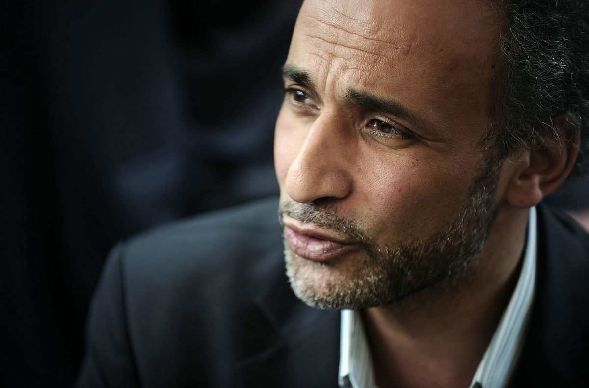 In this file photo taken on 25 April 2010 Muslim French intellectual Tariq Ramadan participates in a conference untitled `living together` at El Arhama mosque in Nantes, western France. Photo: AFP