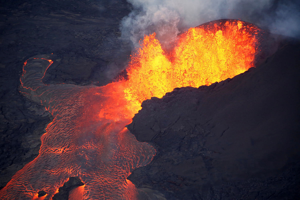 Lava erupts in Leilani Estates during ongoing eruptions of the Kilauea Volcano in Hawaii, US on 5 June. Photo: Reuters