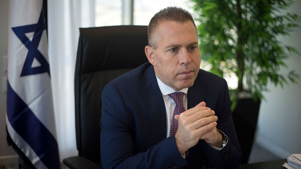 In this 26 October, 2017 file photo, Israeli public security minister Gilad Erdan speaks during an interview with The Associated Press in his office in Bnei Brak, east Tel Aviv, Israel. Erdan said prior to a security conference opening Tuesday, 12 June, 2018 in Israel, that authorities have foiled over 200 Palestinian attacks by monitoring social media, sifting through vast amounts of data and identifying prospective assailants ahead of time. While the technology appears to be effective, its tactics drew angry Palestinian condemnation and have raised questions about civil liberties. Photo : AP