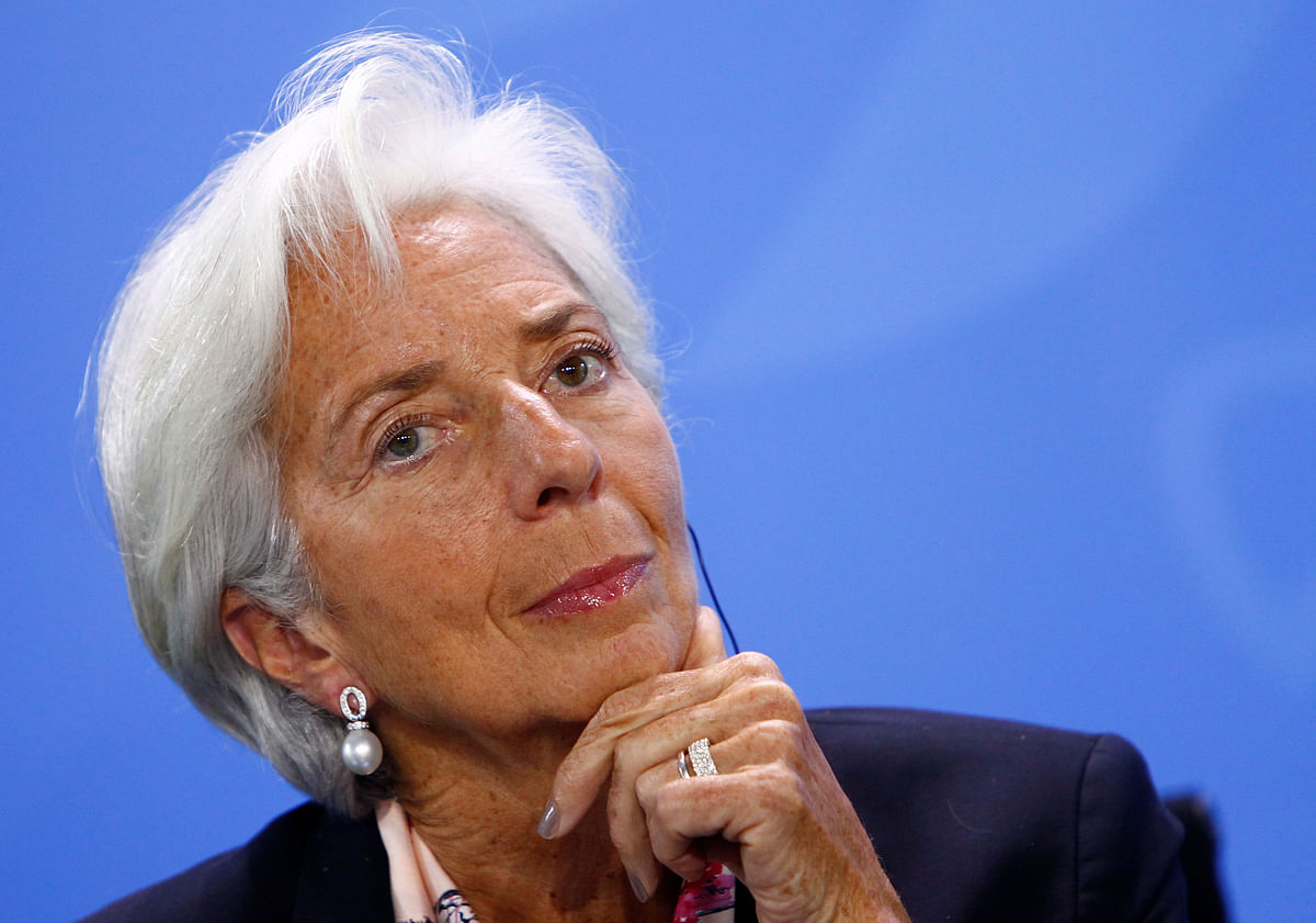 Christine Lagarde, managing director of the International Monetary Fund (WMF) attends a news conference with representatives of the trade organizations after a meeting in the chancellery in Berlin, Germany on 11 June. Photo: Reuters
