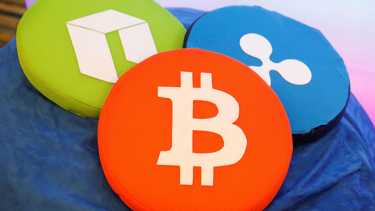 The Bitcoin logo is seen on a pillow on display at the Consensus 2018 blockchain technology conference in New York City, New York, US on 16 May. Photo: Reuters