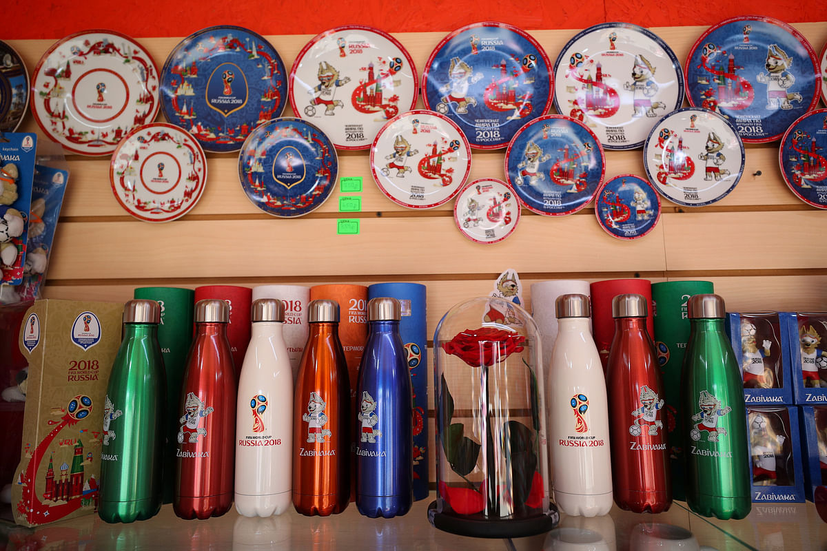 Merchandise is pictured in a shop in Sochi, Russia. Photo: Reuters.