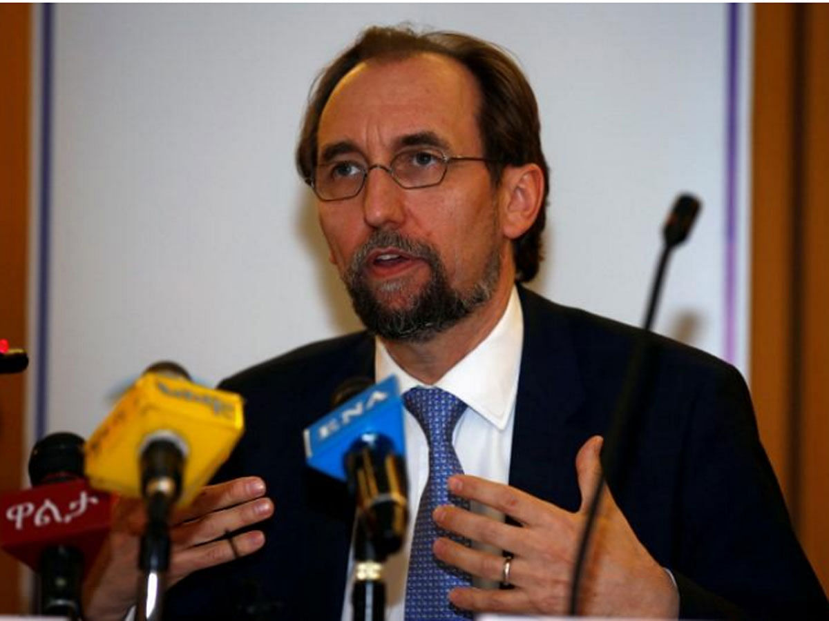 UN High Commissioner for Human Rights Zeid Ra`ad al-Hussein of Jordan address a news conference during his visit in Ethiopia`s capital Addis Ababa, on 4 May 2017. -- Reuters