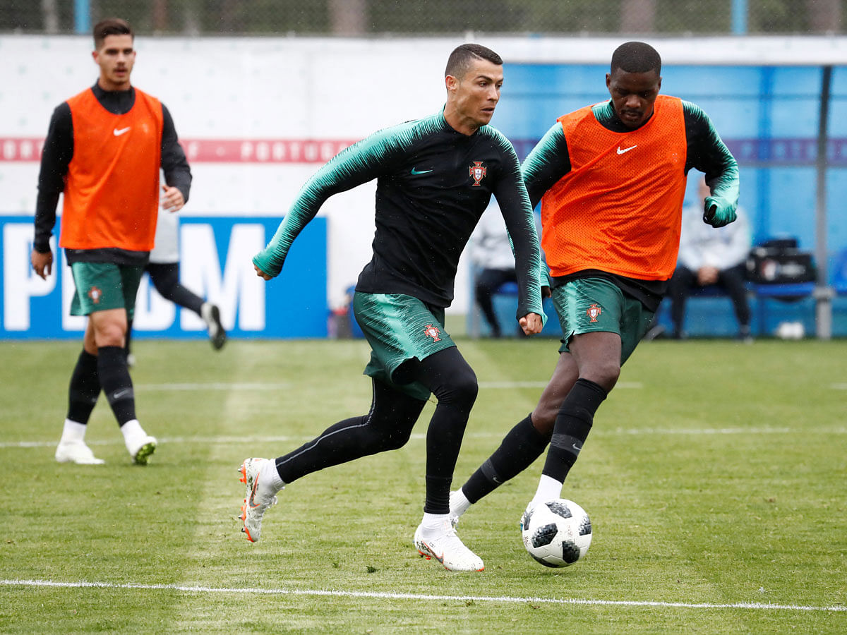 Portugal`s-Cristiano-Ronaldo-and-William-Carvalho-during-training
