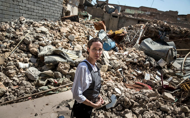 UNHCR Special Envoy Angelina Jolie visits the Old City in West Mosul, Iraq on 16 June. Photo: Reuters