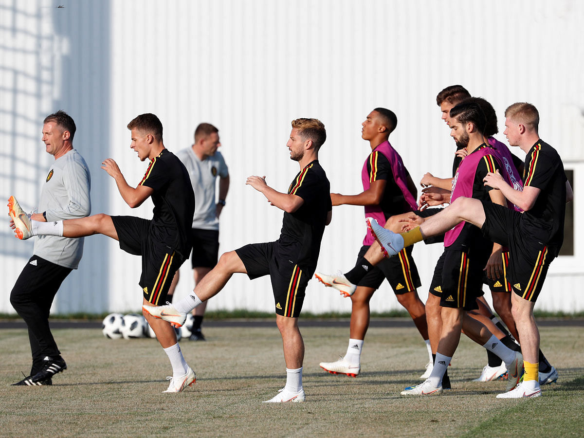 Belgium football team during training in Sochi, Russia on 17 June, 2018. Photo: Reuters