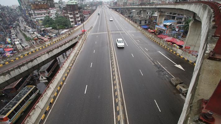 Dhaka is refreshingly free of traffic jams after the Eid holidays. The photo was taken from Mayor Mohammad Hanif Flyover in Jatrabari, Dhaka on 19 June by Abdus Salam