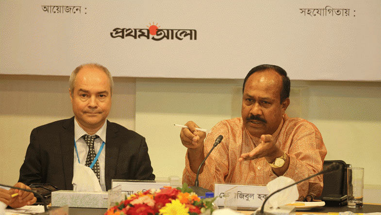 State minister for labour and employment, Mujibul Haque, addressed a roundtable organised by daily Prothom Alo on World Day against Child Labour, in Karwan Bazar, Dhaka on 20 June. Photo: Hasan Raja