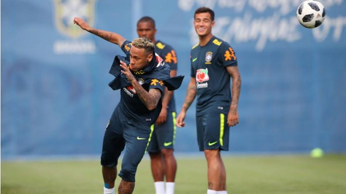 Brazil`s Neymar during training at Brazil Training Camp, Sochi, Russia on 19 June -- Reuters
