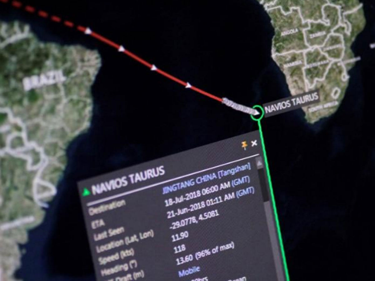 The coal bulk ship Navios Taurus is seen en route to China in this illustration photo of an Eikon ship-tracking screen on 21 June 2018. -- Reuters