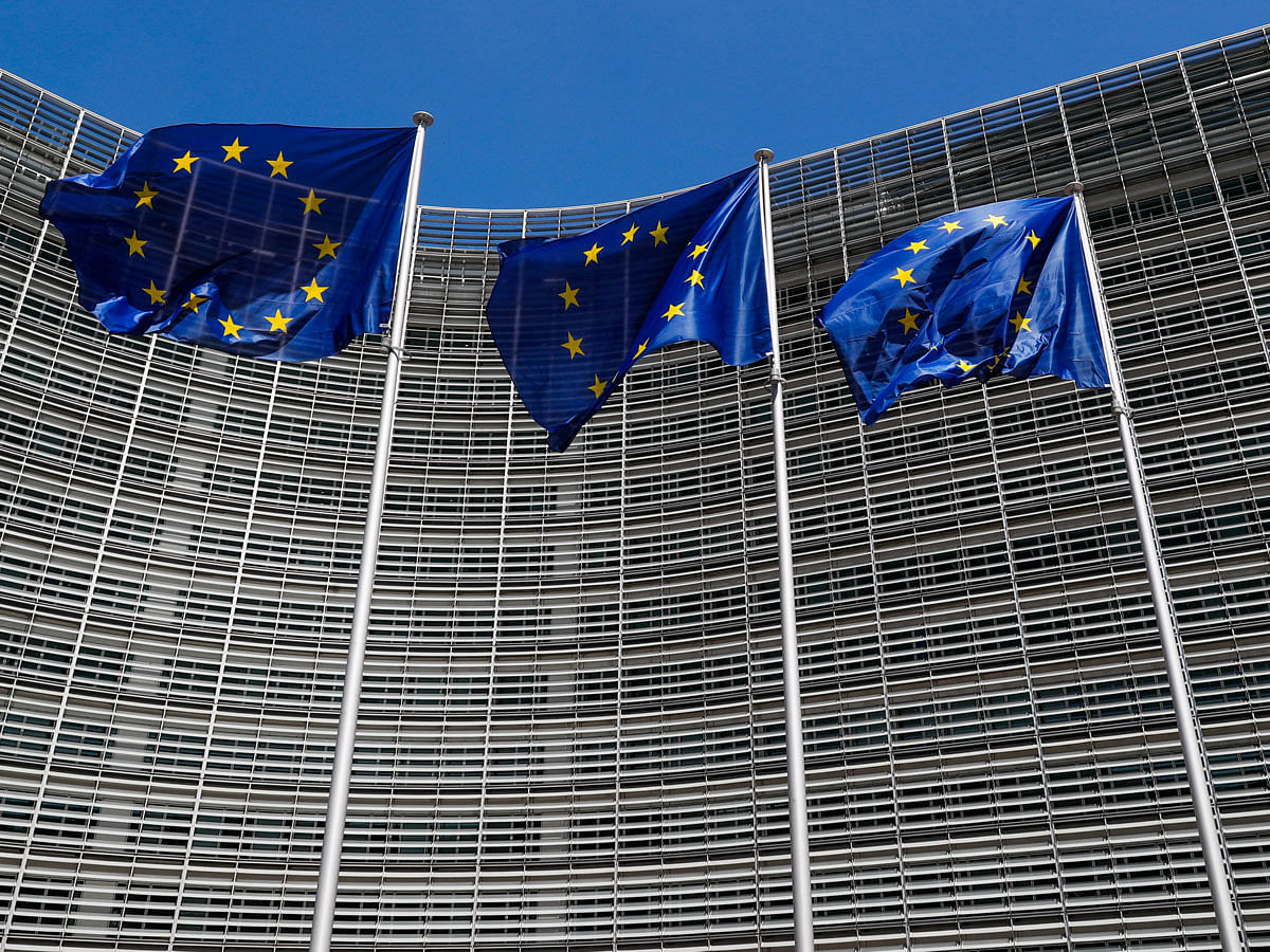 European Union flags flutter outside the EU Commission headquarters in Brussels, Belgium 20 June 2018. Photo: Reuters