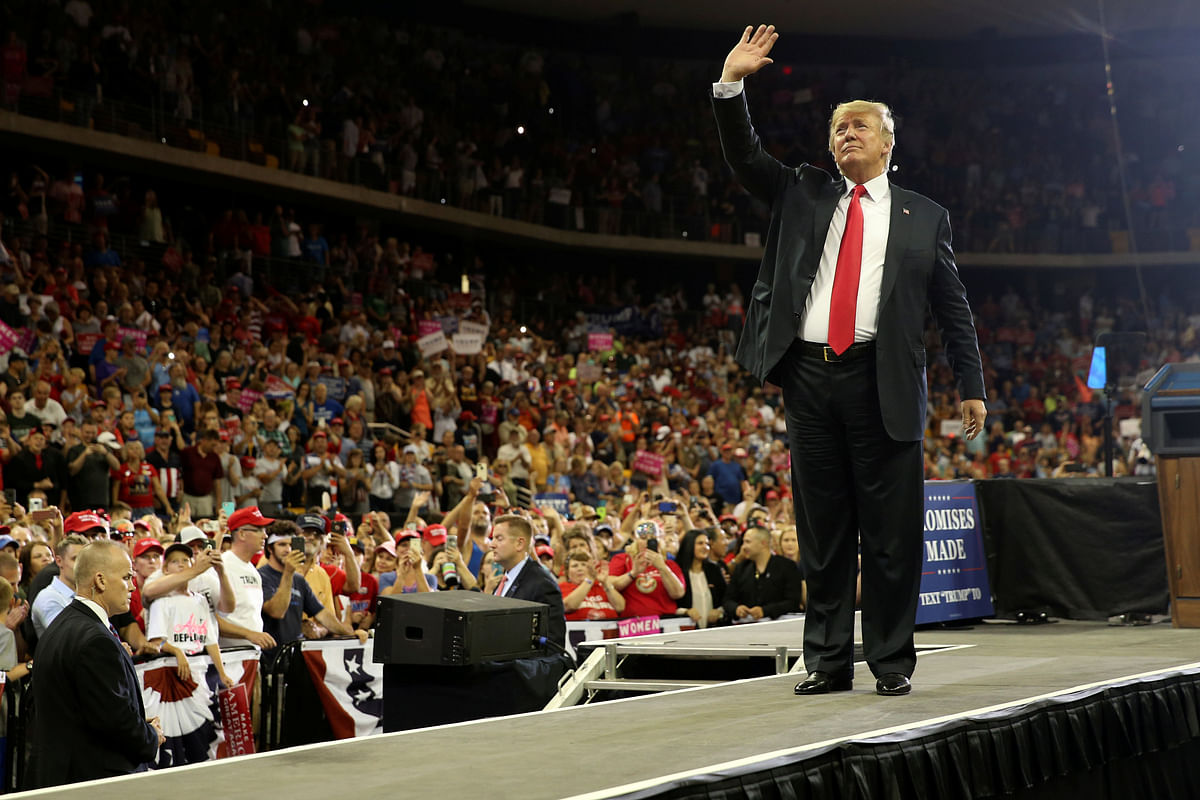 US president Donald Trump departs at the end of a rally with supporters in Duluth, Minnesota, US on 20 June 2018. Photo: Reuters