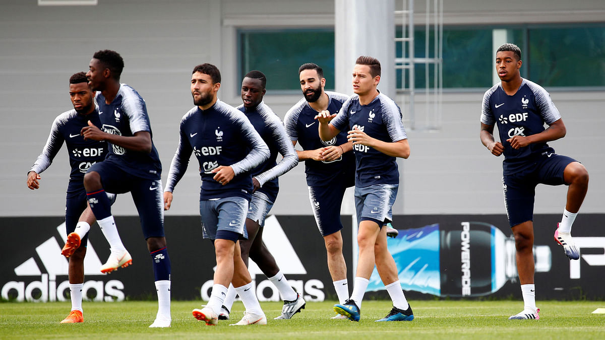 France players in action during training at Moscow on 22 June. Photo: Reuters