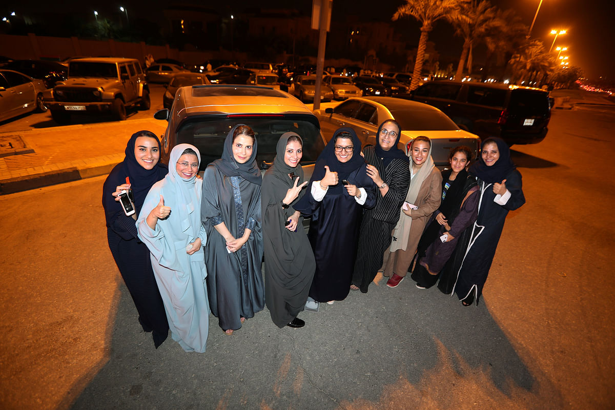 Saudi women celebrate after they drove their cars in Al Khobar, Saudi Arabia on 24 June. Photo: Reuters