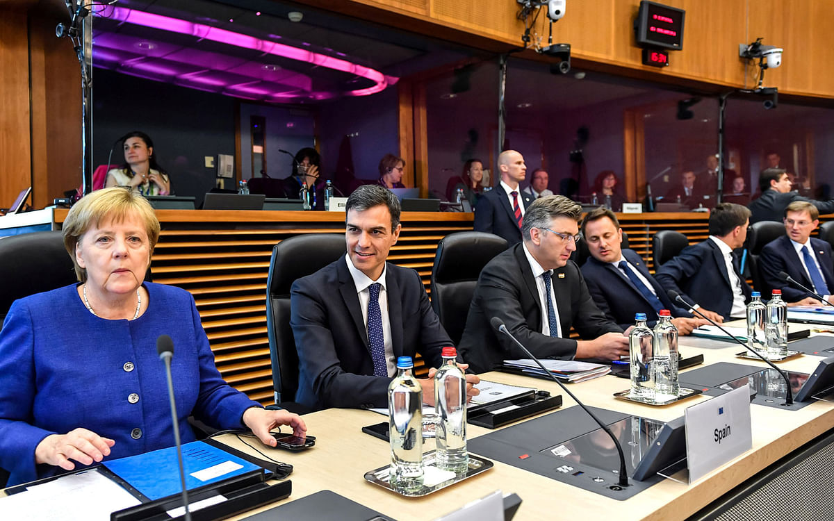 German chancellor Angela Merkel attends a round table meeting at an informal EU summit on migration at EU headquarters in Brussels, Belgium on 24 June. Photo: Reuters