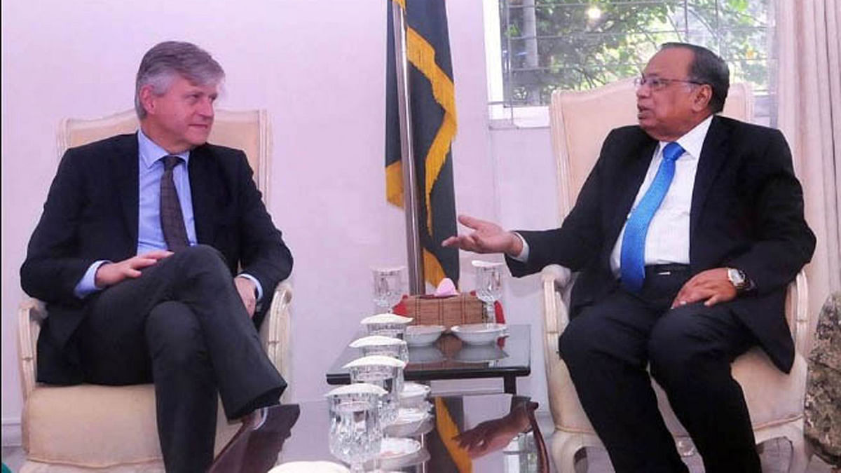 UN under secretary general for peacekeeping operations Jean-Pierre Lacroix meets Bangladesh foreign minister AH Mahmood Ali. Photo: UNB