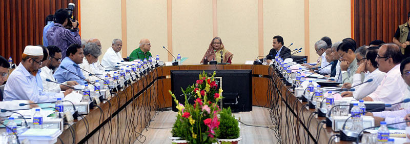 Prime minister Sheikh Hasina chairs the ECNEC meeting at NEC conference room at Sher-E-Bangla Nagor in the capital on Tuesday. Photo: PID