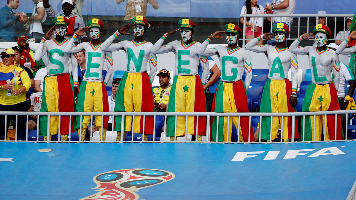 Senegal fans inside the stadium before their match against Colombia. Photo: Reuters