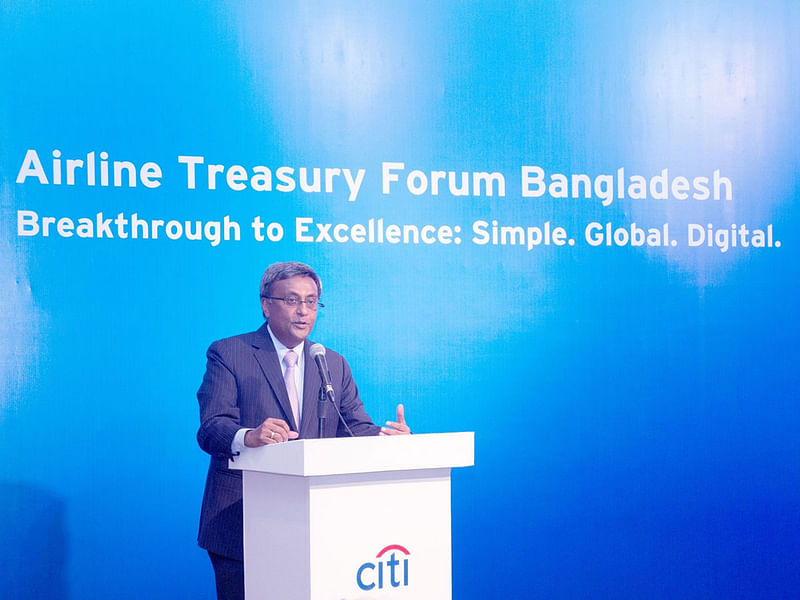 N Rajashekaran, managing director and Citi country officer, Bangladesh at the Bangladesh Airline Treasury Forum. Photo: Collected