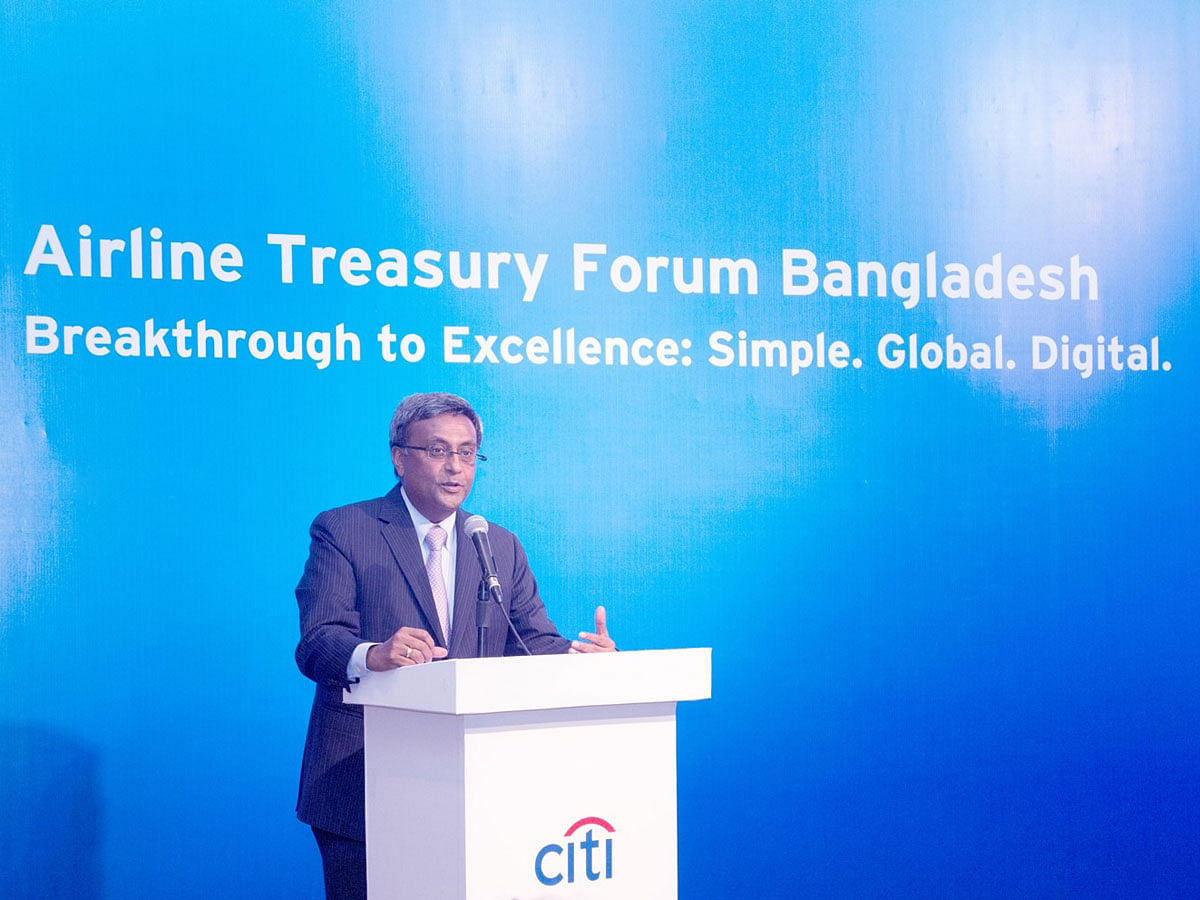 N Rajashekaran, managing director and Citi country officer, Bangladesh at the Bangladesh Airline Treasury Forum. Photo: Collected