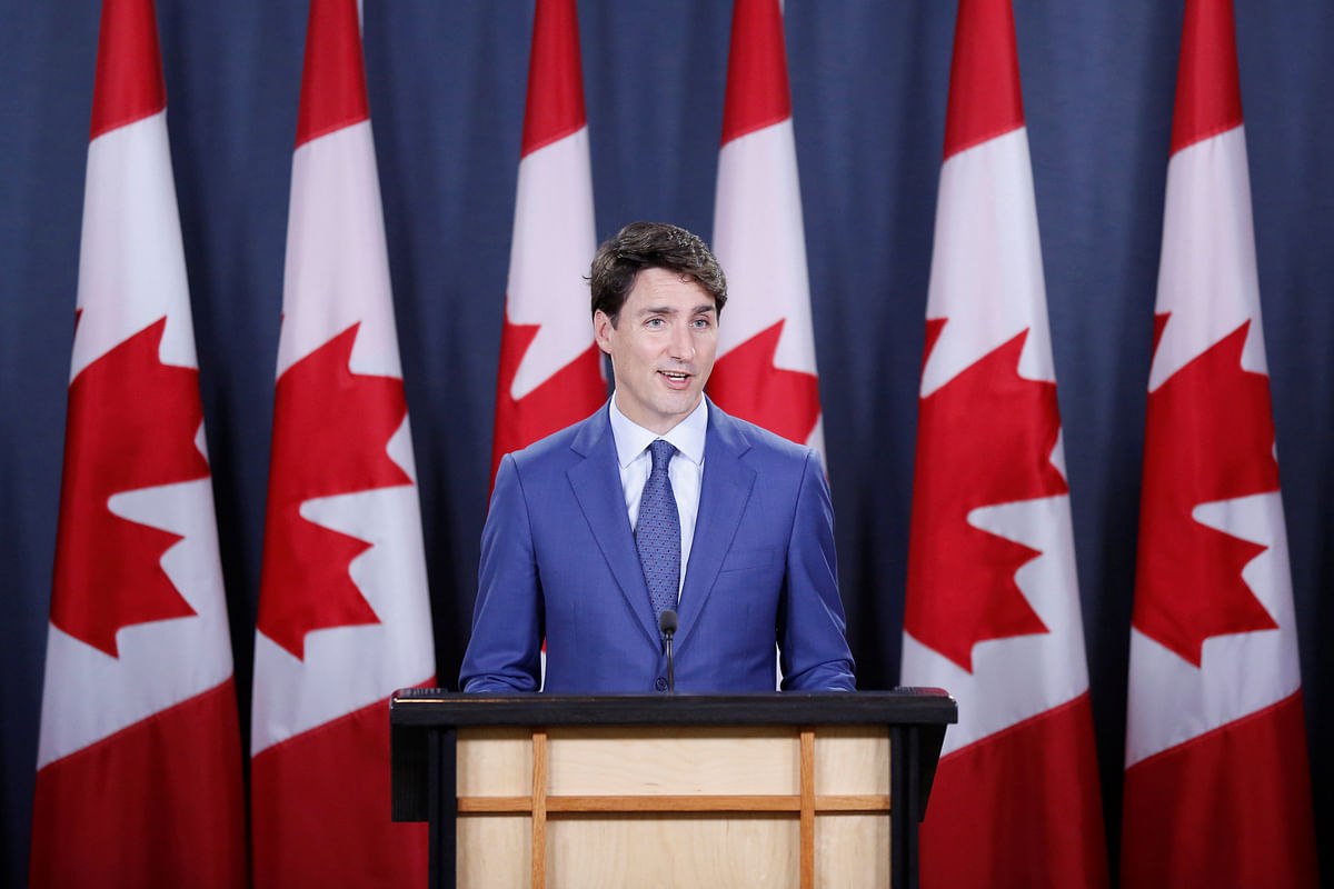 Canada`s prime minister Justin Trudeau speaks during a news conference in Ottawa, Ontario, Canada, 20 June 2018. Photo: Reuters